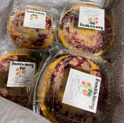 four mini pies in a bag